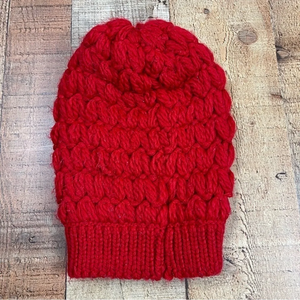 Lane Bryant Knit Chunky Red Winter Beanie Hat One Size Holidays Warm Thick